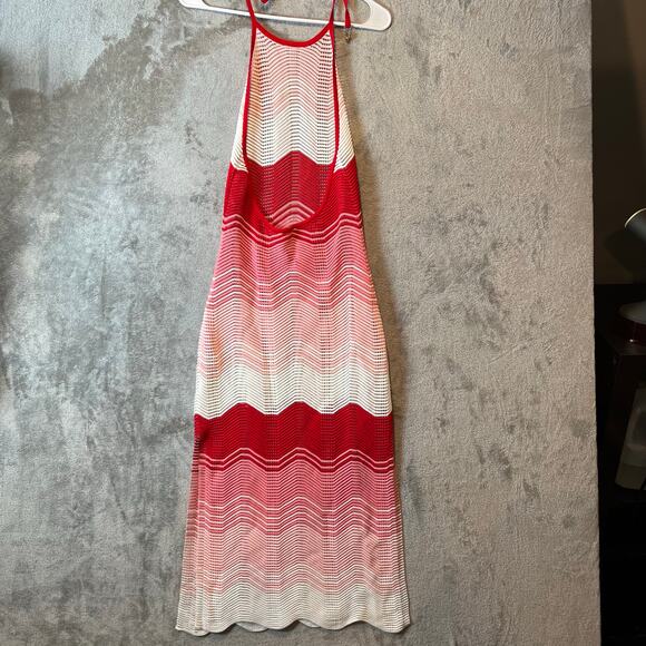 MILLY Cabana Gradient Wave Midi Dress in Pink Ombré Size Small Resort Wear - Picture 4 of 7